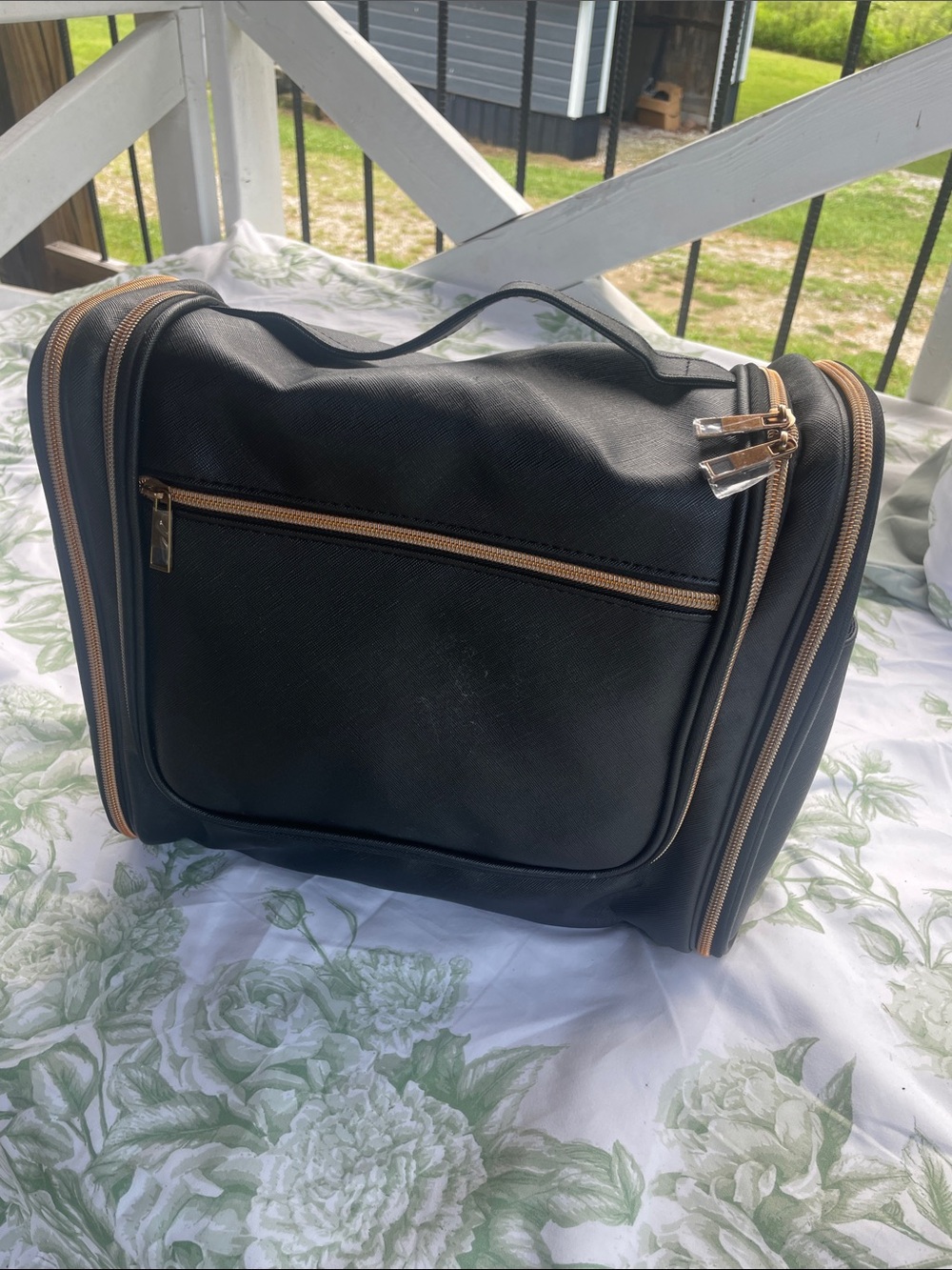 New Never Used- Classic Black Toiletry Bag with Gold Accents
